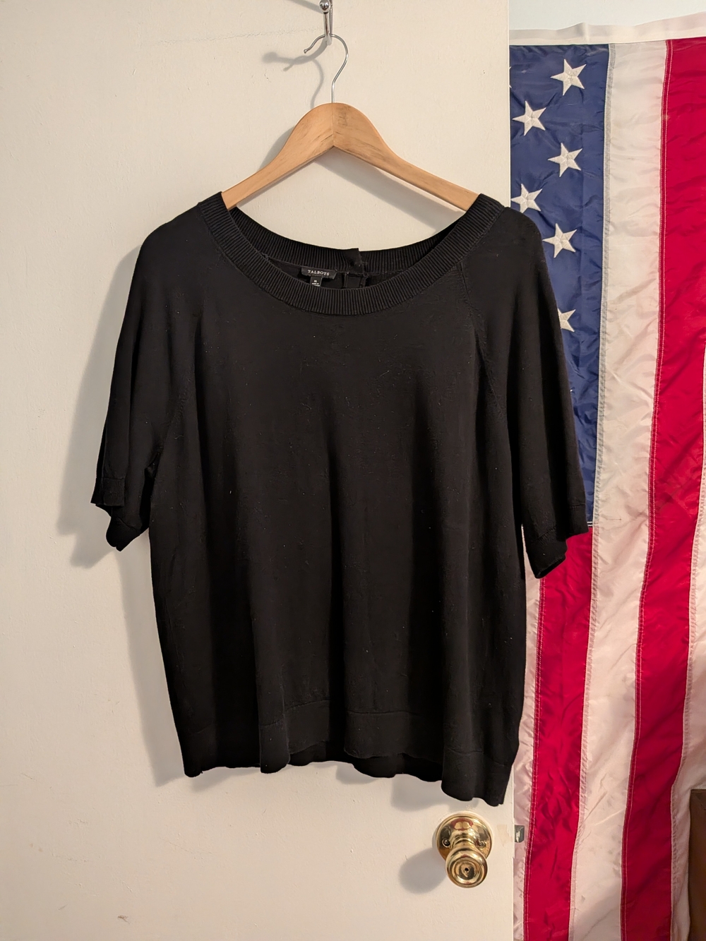 Talbots Black Short-Sleeve Knit Top